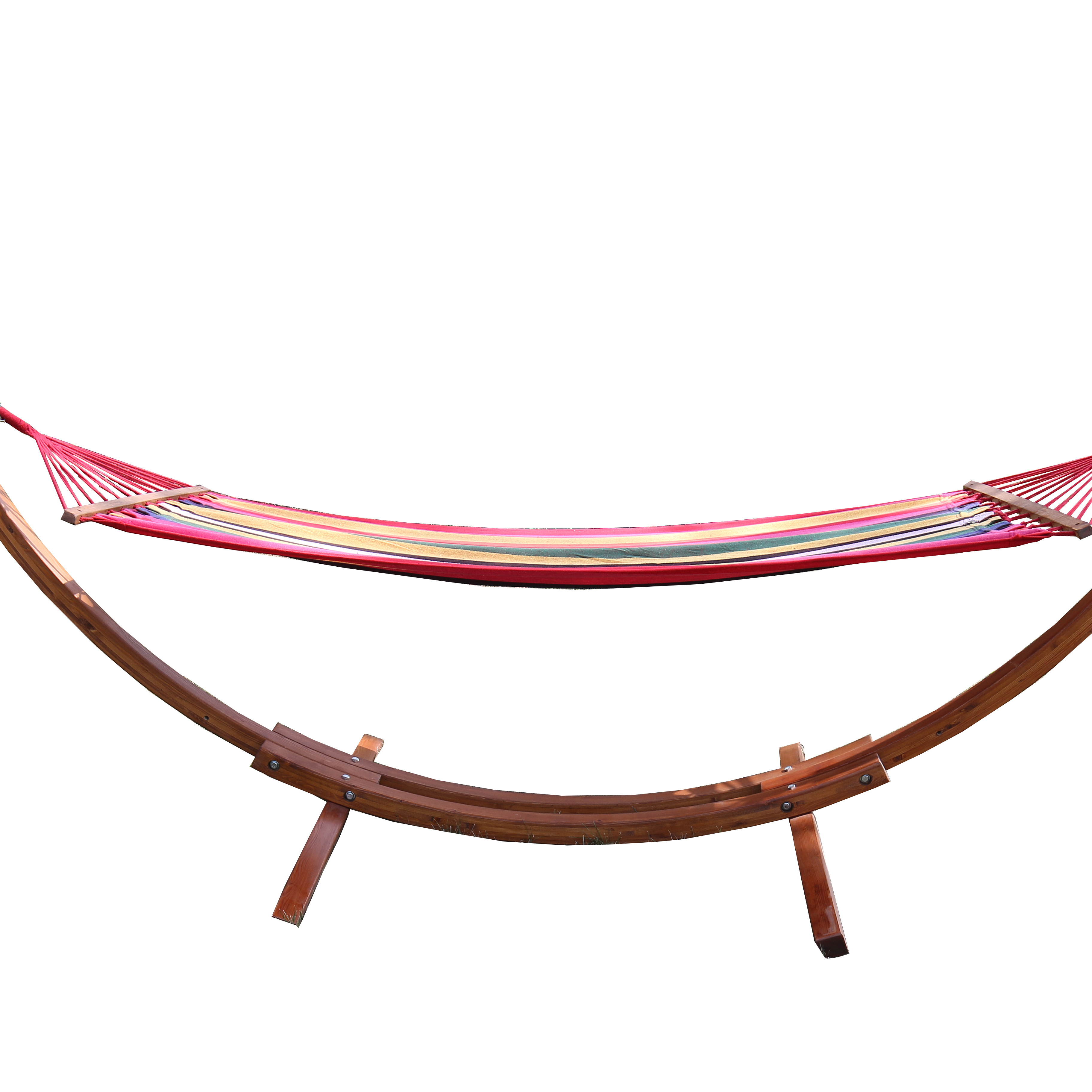 Daijia Double Cotton Hammock With Space Saving Wood Solid Stand Includes Portable Hammock