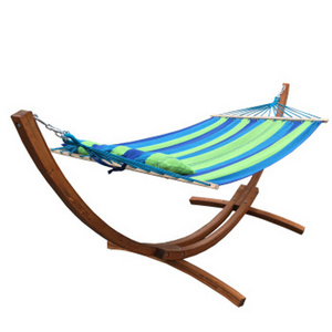 Daijia Double Cotton Hammock With Space Saving Wood Solid Stand Includes Portable Hammock