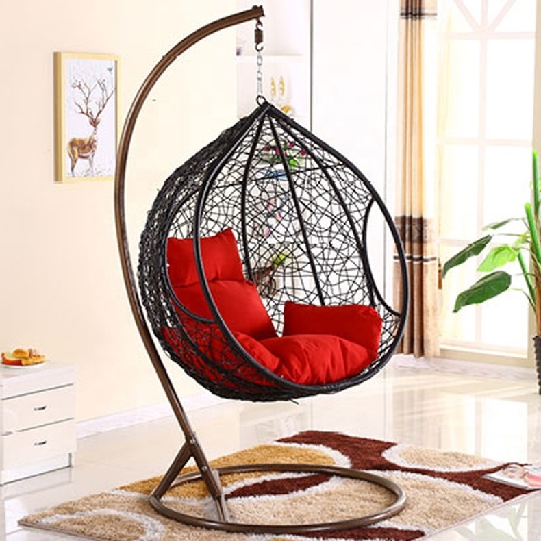 Outdoor/indoor Furniture Rattan Teardrop Swing Chair Stand Use Patio Garden Hanging Chair with Metal Plastic Rattan 150kg Weight