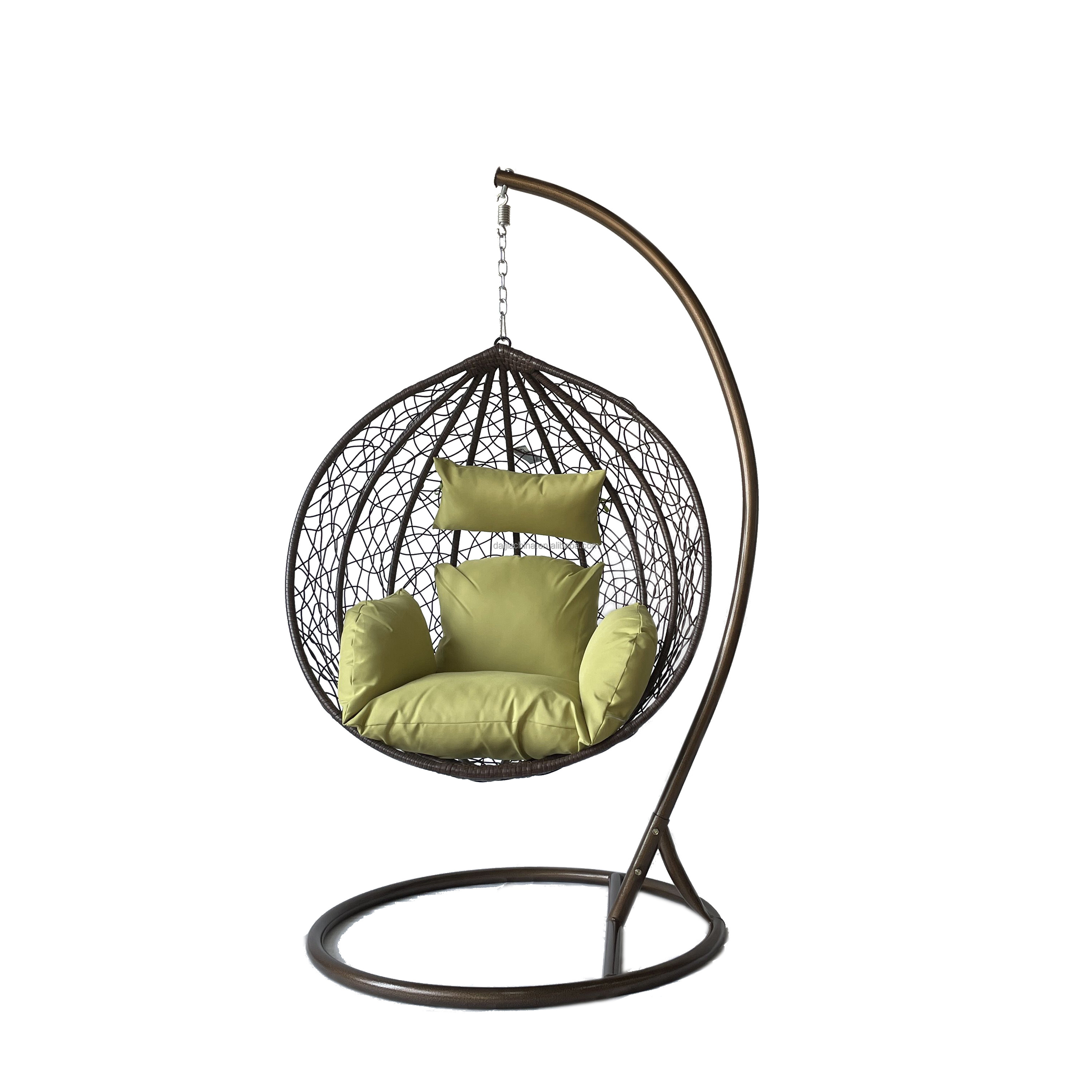 Outdoor Patio Wicker Rattan Teardrop Swing Chair in Gray