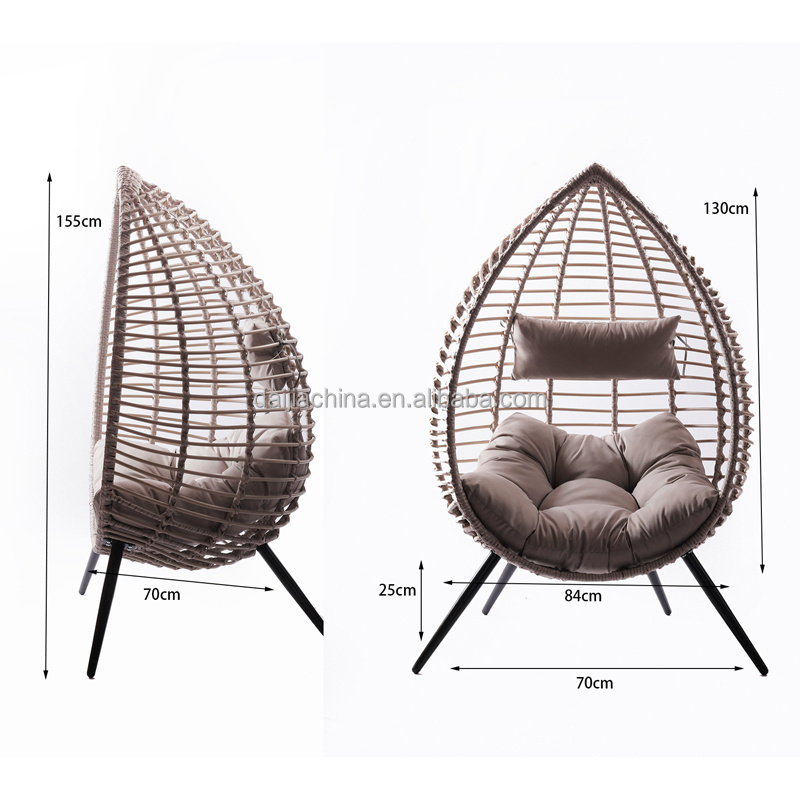 Daijia egg leisure outdoor indoor rattan egg chair with removable leveling feet