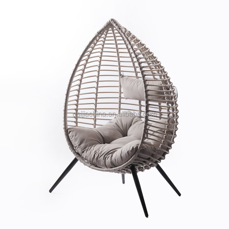 Daijia egg leisure outdoor indoor rattan egg chair with removable leveling feet