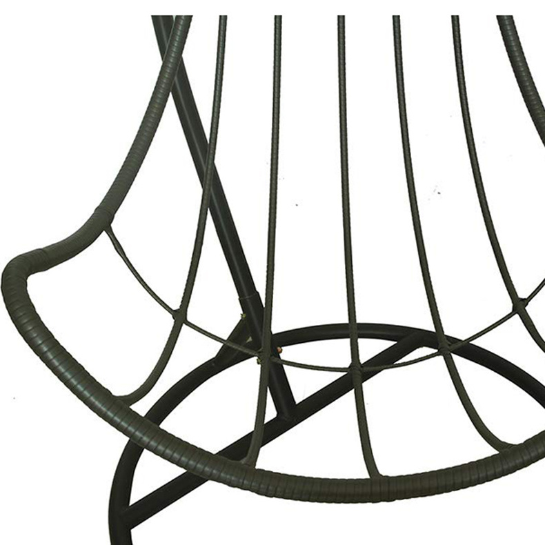 Daijia china Brand Poly rattan hanging chair with Metal Frame Base seat and back cushions