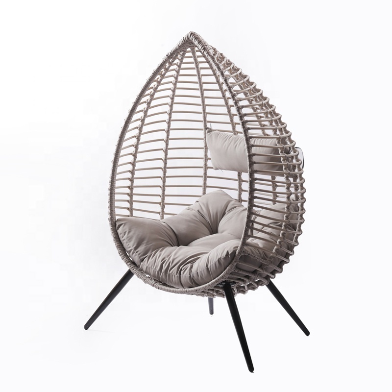 Daijia Amazo Hot Sale Rattan Hanging Egg Chair With Four Legs Stand Patio Swings