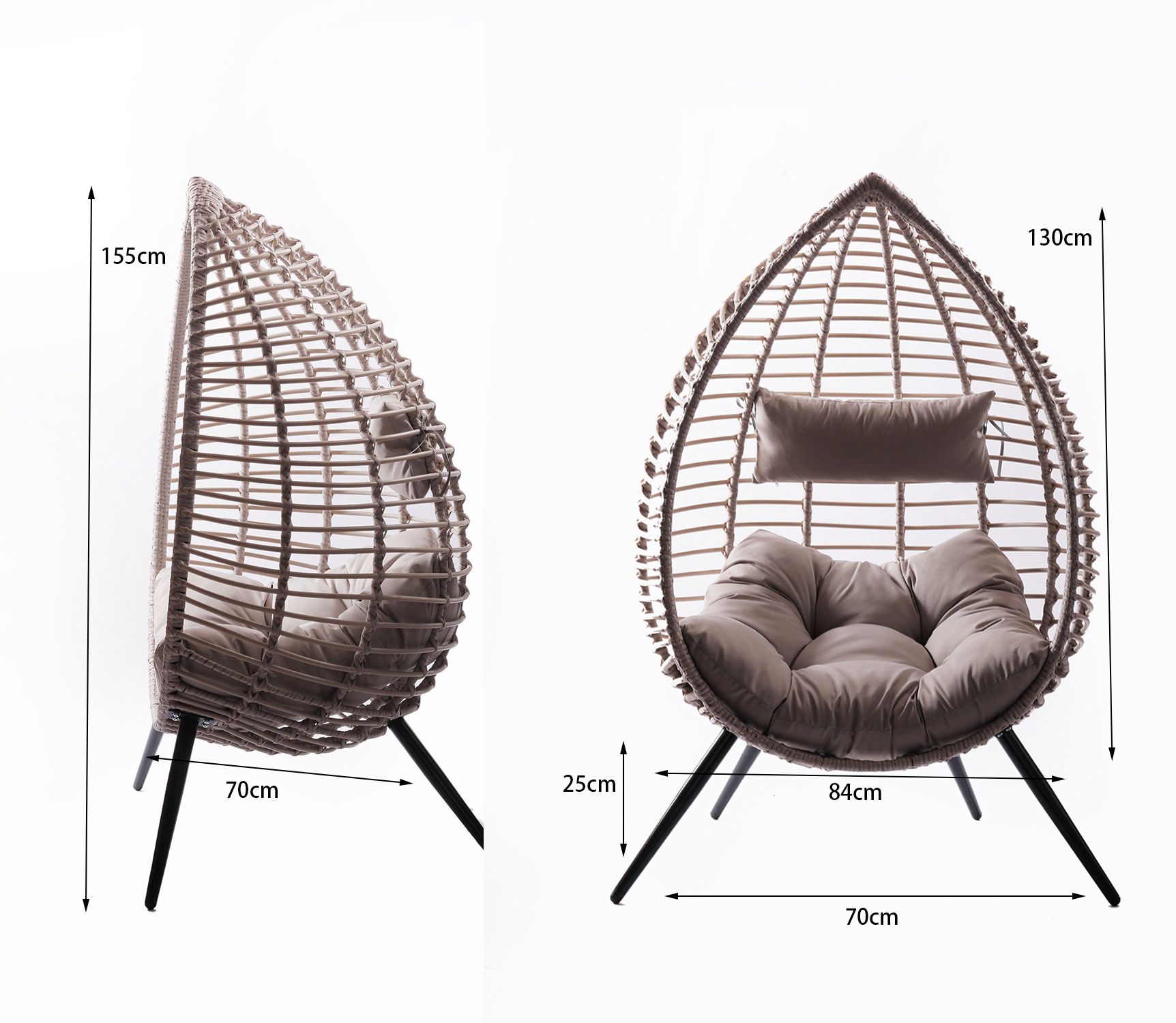 Wholesale Price Outdoor Furniture Egg Shaped Garden Leisure Rattan Stand Chair