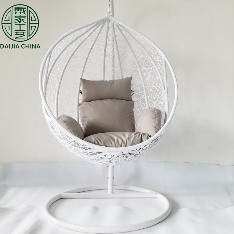 Outdoor/indoor Furniture Rattan Teardrop Swing Chair Stand Use Patio Garden Hanging Chair with Metal Plastic Rattan 150kg Weight