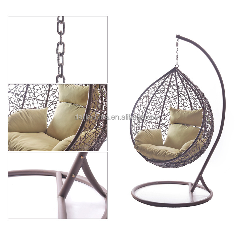 Daijia Egg Shaped Single Seater Hanging  kids Swings Patio Chair With Cushion