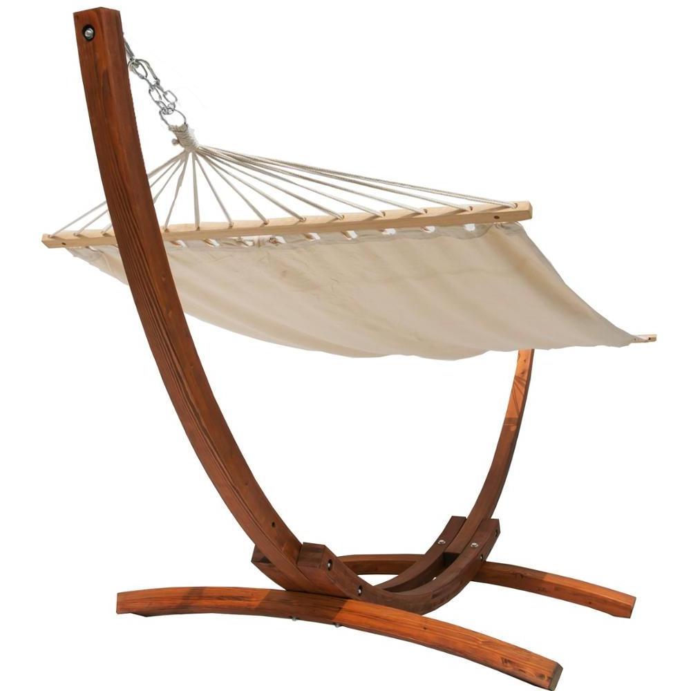 Hot Sale Outdoor Canvas Wooden Hammock Patio Hammock Swing with Wooden Stand