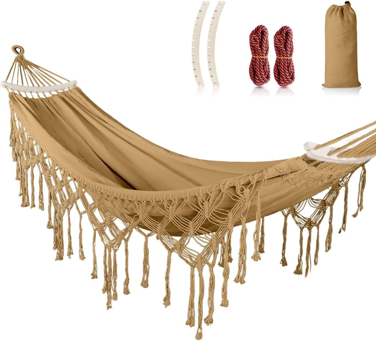 Outdoor Garden Portable Brazilian Macrame Camping Hanging Swing Hammock Bed