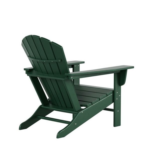 WestinTrends 3 Piece Patio Adirondack Chair with Ottoman and Side Table Set Included in Dark Green color