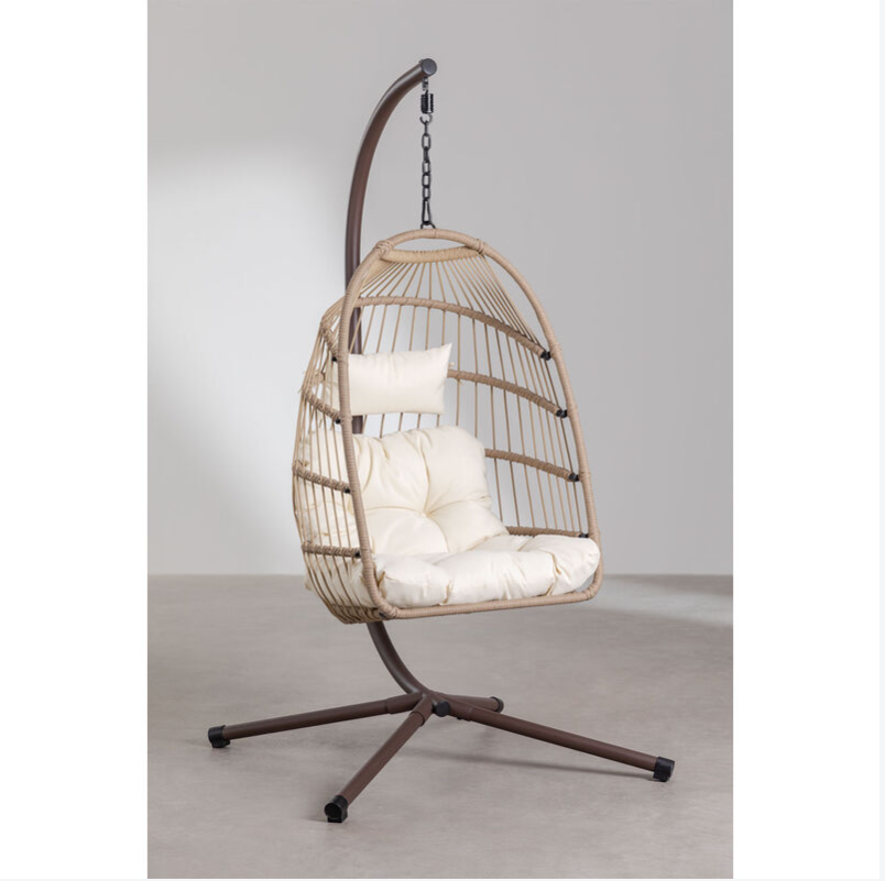 Modern PE Rattan Hanging Armchair Balcony Rocking Chair Patio Folding Wicker Swing Chair