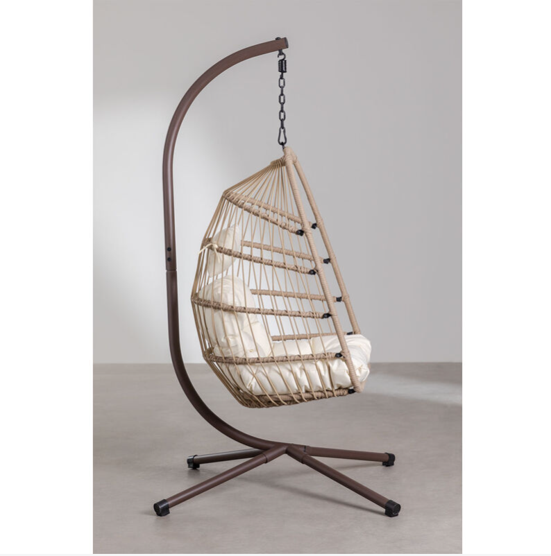 Modern PE Rattan Hanging Armchair Balcony Rocking Chair Patio Folding Wicker Swing Chair