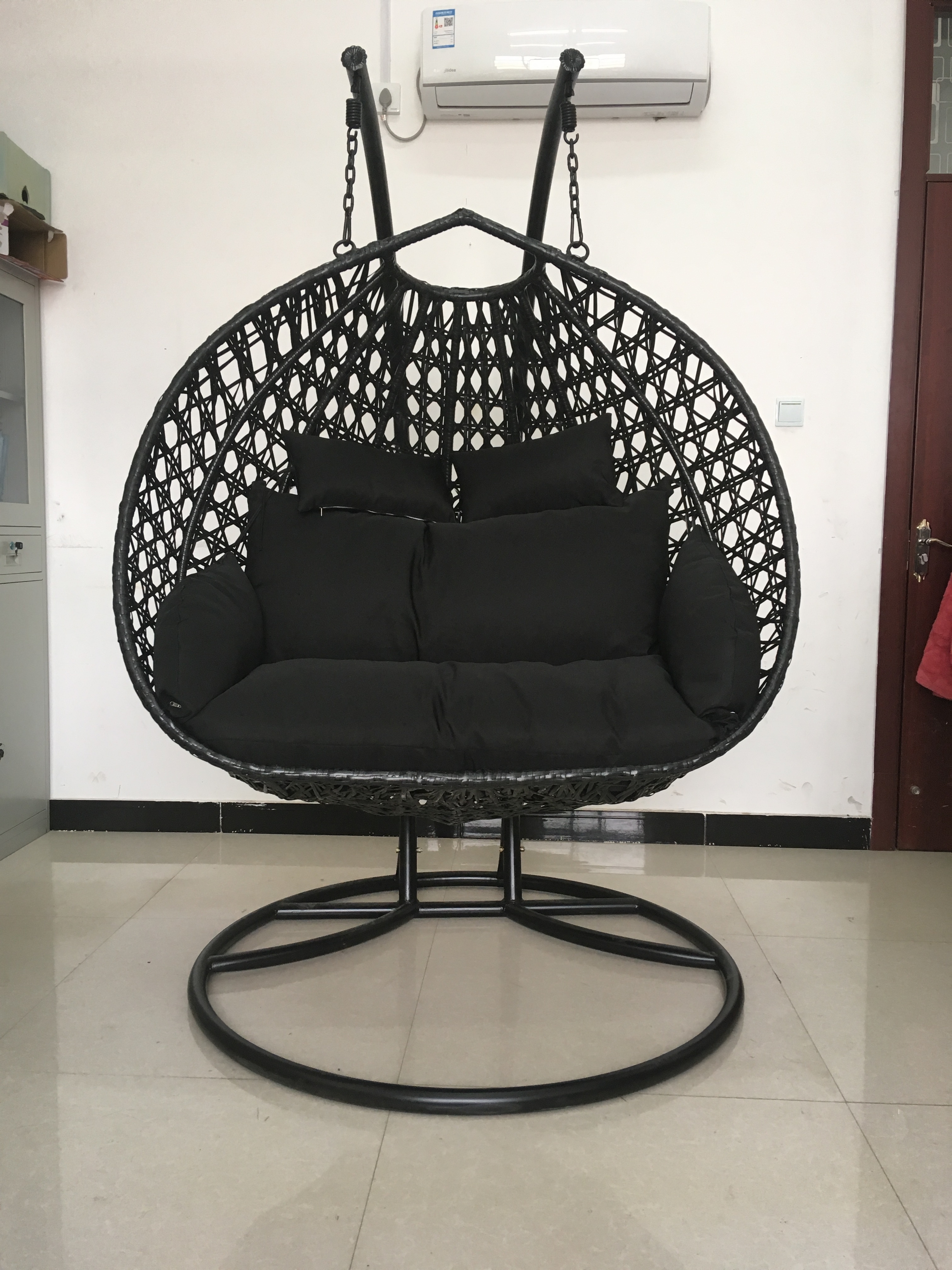 Couture gazebo China Furniture Manufacturer Egg Hanging Patio Swing Chair With Metal Stand