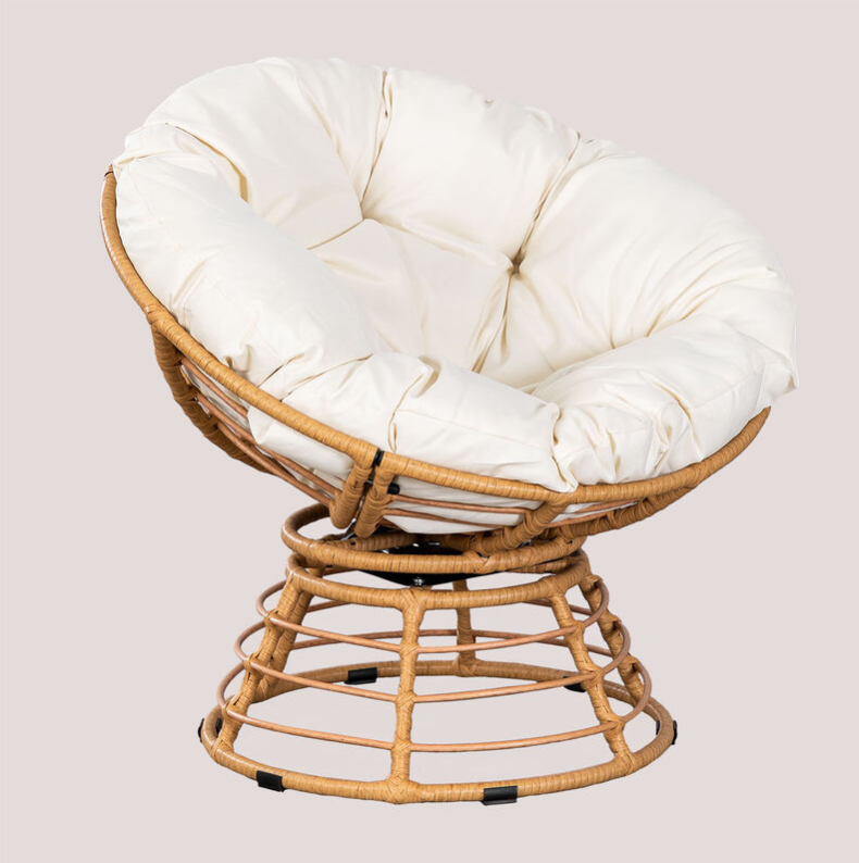 Papasan Chair PE Rattan With Cushions Outdoor Patio Papasan Chairs