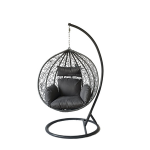 Outdoor Patio Wicker Rattan Teardrop Swing Chair in Gray