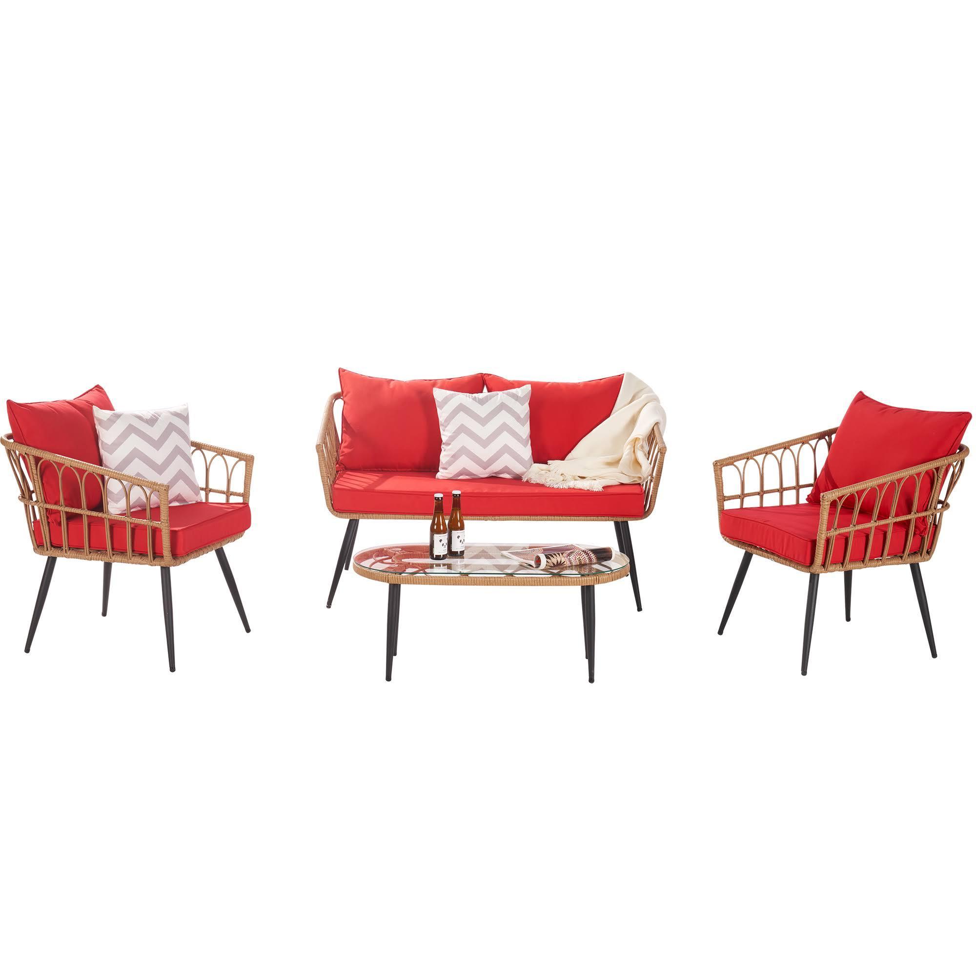 Modern Boho Style Outdoor Patio Dining Table Chair Wicker Rattan Garden Sofa Sets