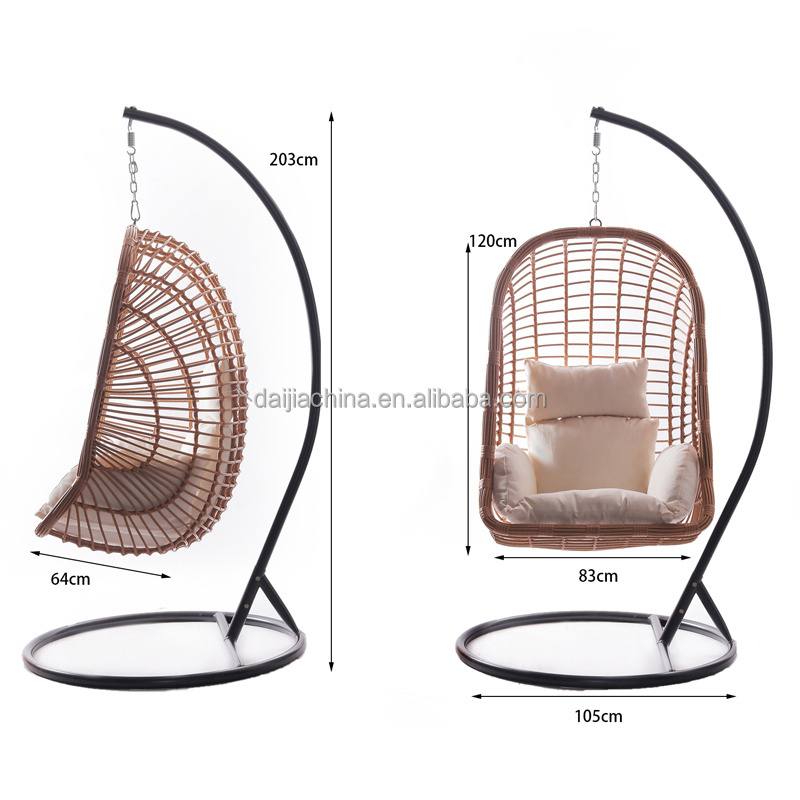 Daijia China Egg rattan Outdoor chairs furniture wrought iron patio swing for bedroom living room