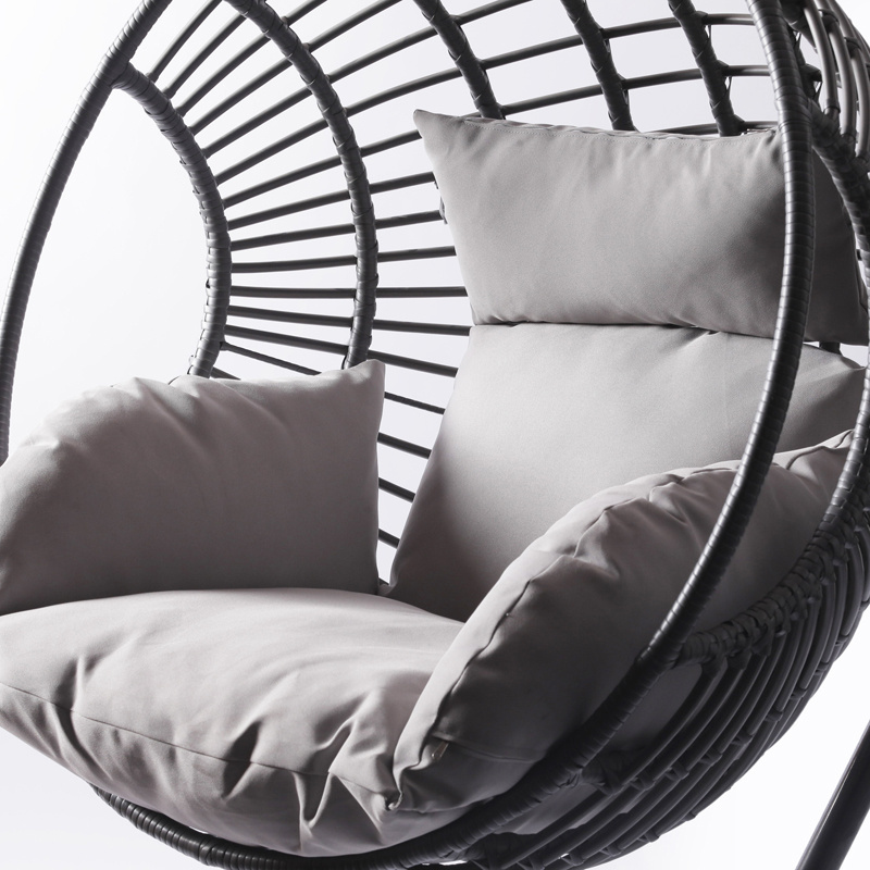 Balcony Furniture Hanging Egg Chair With Stand Wicker UKFR cushion Swing Chair