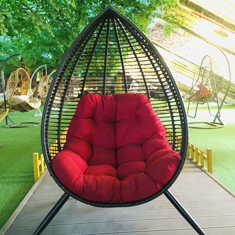 Daijia Amazo Hot Sale Rattan Hanging Egg Chair With Four Legs Stand Patio Swings