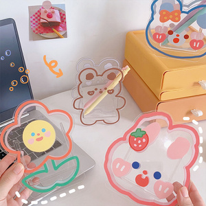 New Products Online Office Kawaii Cute Stationery Children Girls Pencil Case Big Capacity Transparent Acrylic Desk Pen Holder