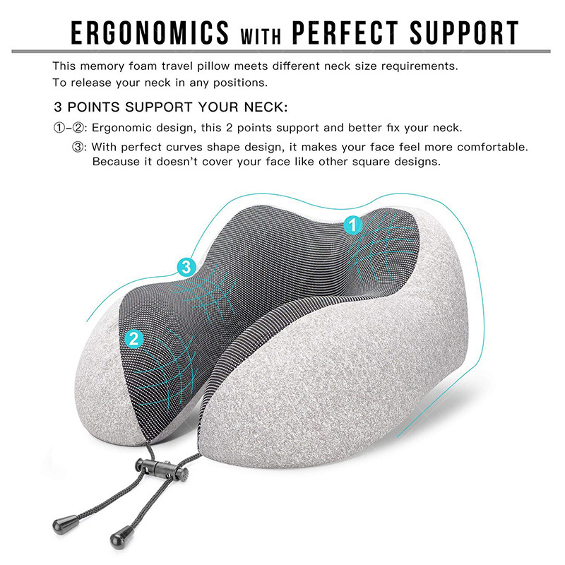 washable cooling set eye mask neck rest cushion 3 in1 airplane U shape pillow memory foam travel neck pillow