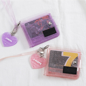 glitter clear PVC card bag waterproof credit card pouch bag with key chain