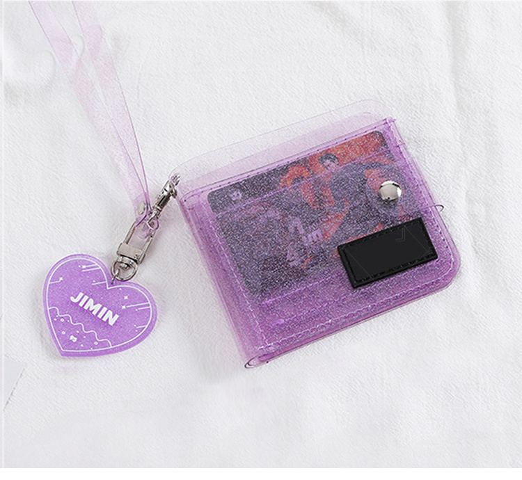 glitter clear PVC card bag waterproof credit card pouch bag with key chain