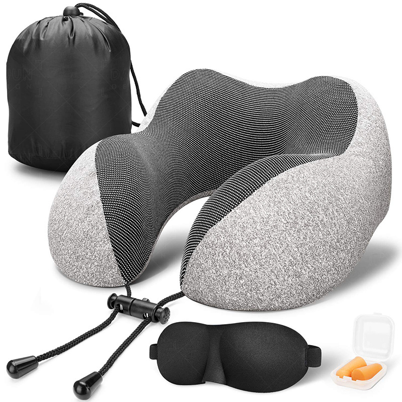 washable cooling set eye mask neck rest cushion 3 in1 airplane U shape pillow memory foam travel neck pillow