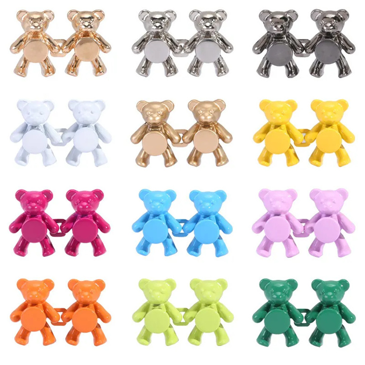 Bear Shape Metal Snap Buttons Adjustable Pants Button Clothing Accessories Retractable Detachable Pin Buttons