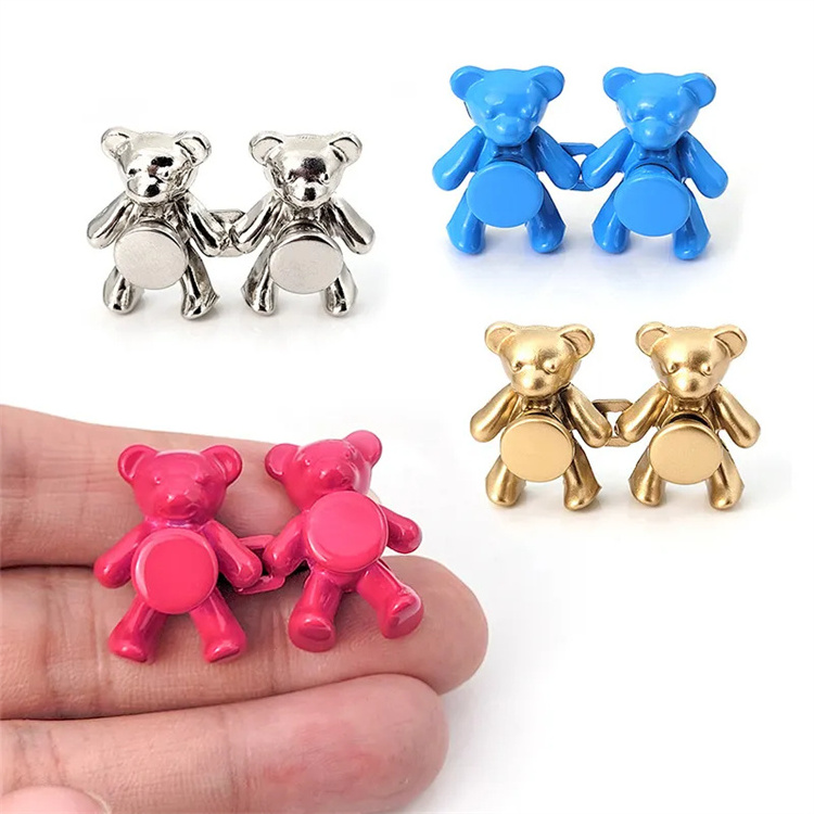 Bear Shape Metal Snap Buttons Adjustable Pants Button Clothing Accessories Retractable Detachable Pin Buttons