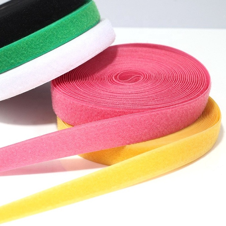 Reusable Colorful Hook And Loop Fastener Hook And Loop Tape Polyester Nylon Self Adhesive Magic Tape For Clothes Handbags