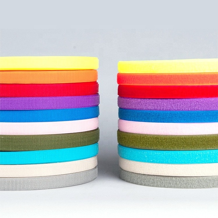 Reusable Colorful Hook And Loop Fastener Hook And Loop Tape Polyester Nylon Self Adhesive Magic Tape For Clothes Handbags