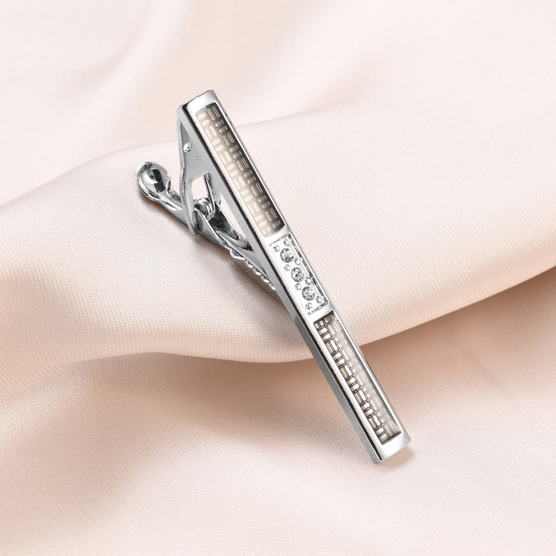 Silvery Tie Clip Tie Bar Men's Jewelry Personalized Tie Pin For Man Stylish Design Elegant Accessory High-Quality Material