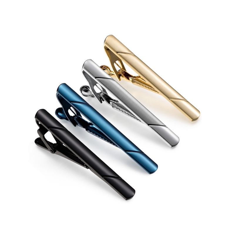 Daili Hot Sale Colorful Black Blue Gold Sliver Tie Pins Brass Tie Clips Tie Bars for Men's Necktie