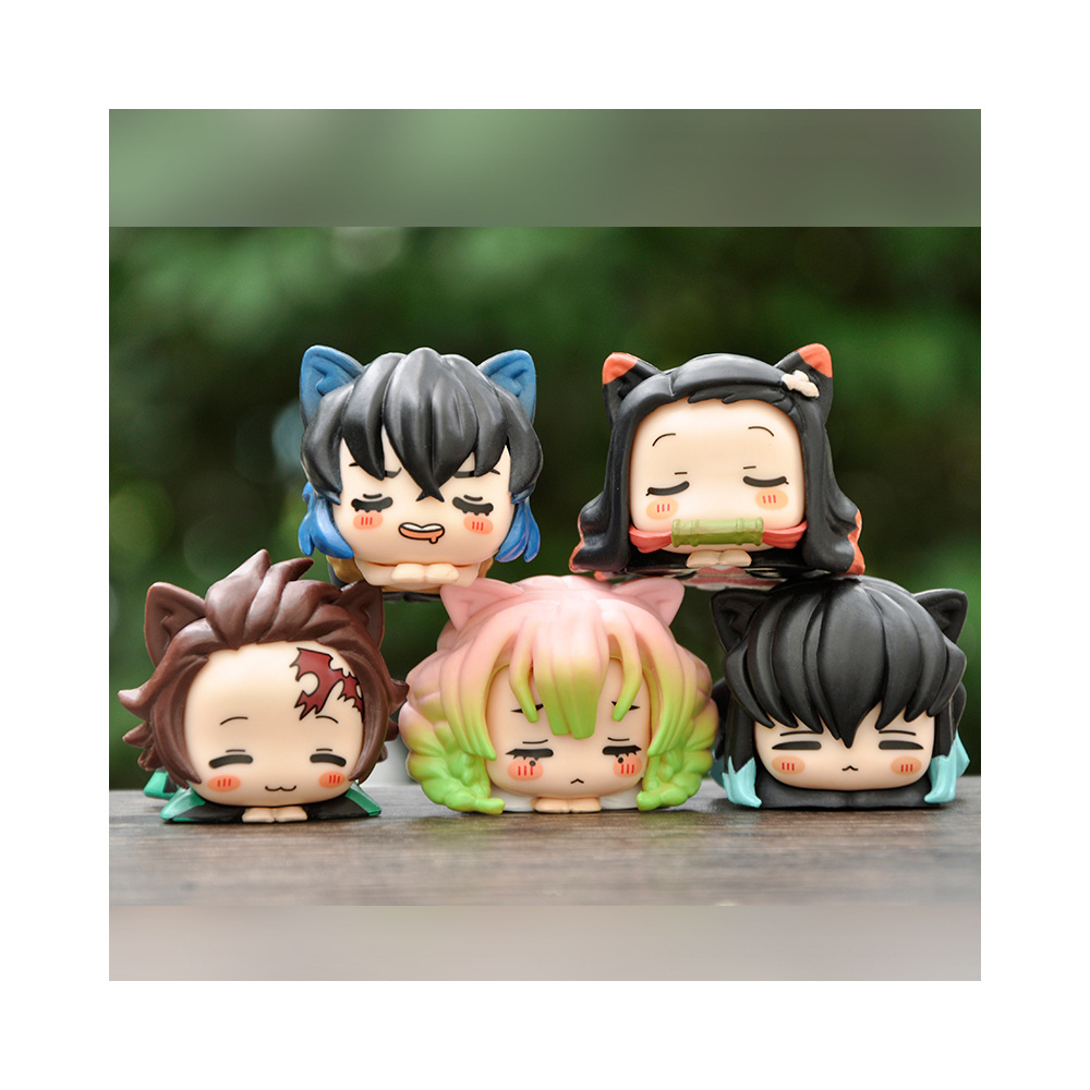 6Pcs/Set Demon Slayer Kimetsu no Yaiba Cartoon Character Collection Q Posket Kamado Tanjirou Kamado Nezuko Agatsuma Figure Toys