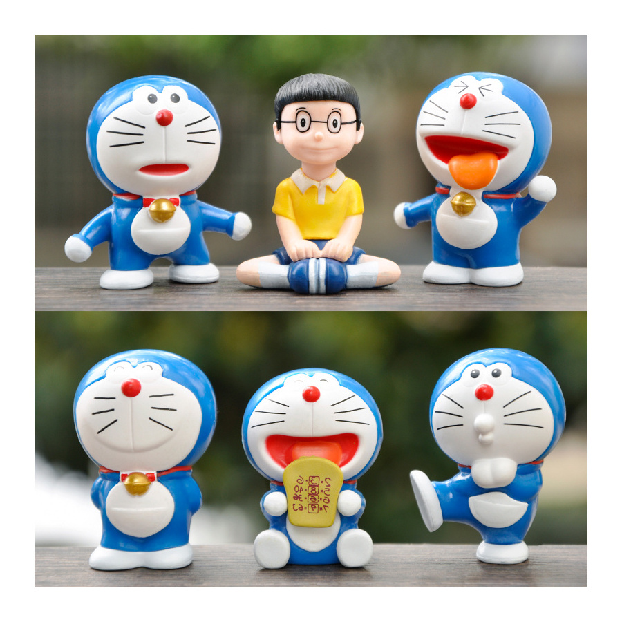 6Pcs/Set Japanese Anime Kawaii Collection Japan Anime Micro Customized PVC Doraemon Action Figures Toys