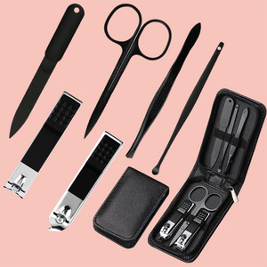 High Quality Finger Kit De Manicure Y Pedicure Black Stainless Steel 6pcs Nail Supplies Manicure Set  Nail Clippers Set For Men