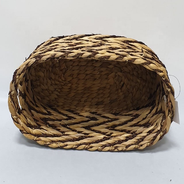 Wholesale home decor vietnam craft wicker oval water hyacinth basket with handles good price