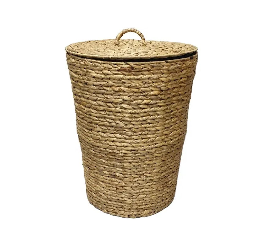 Supply wicker for gifts laundry folding jute woven storage vietnam home derco water hyacinth laundry basket with lid