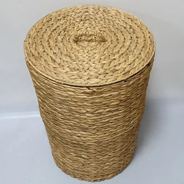 Supply wicker for gifts laundry folding jute woven storage vietnam home derco water hyacinth laundry basket with lid