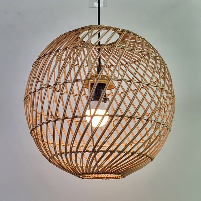 High Quality Vintage Ceiling Lamp Bamboo Chandelier Modern Rattan Lantern Handmade Rattan Lampshade Pendant Lamp