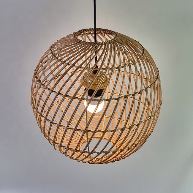 High Quality Vintage Ceiling Lamp Bamboo Chandelier Modern Rattan Lantern Handmade Rattan Lampshade Pendant Lamp