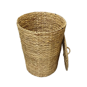 Supply wicker for gifts laundry folding jute woven storage vietnam home derco water hyacinth laundry basket with lid