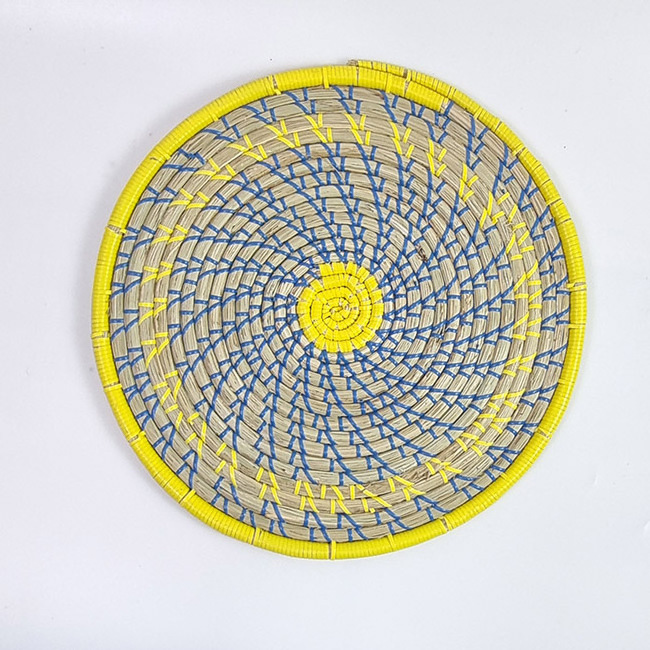 Hot Sale Round seagrass placemat woven hanging plate living room grass woven decorative dish household plant basket