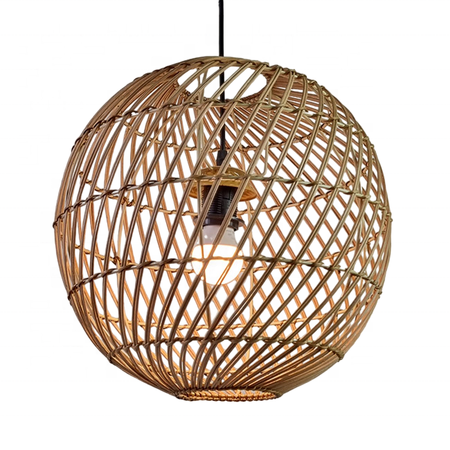 High Quality Vintage Ceiling Lamp Bamboo Chandelier Modern Rattan Lantern Handmade Rattan Lampshade Pendant Lamp