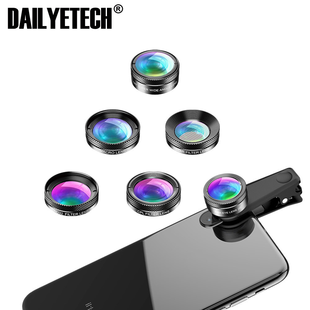 APEXEL APL-DG6 6 in 1 Mobile Phone Camera Lens Wide Angle Macro Lens CPL/Star Filter ND32 For Smartphones