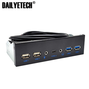 USB 3.0 Front Panel for PC USB 3.1 Type C + 2x USB3.0 + 2x USB2.0 Hub + HD Audio 3.5mm + Earphone MIC for 5.25" CD-ROM Drive Bay