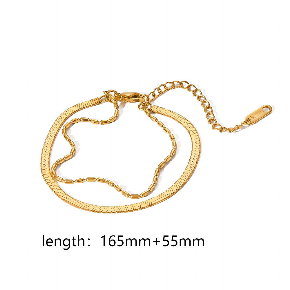 Fashion No Tarnish Stainless Steel 18k Gold Plated Figaro Twisted Cuban Snake Bone Link Rope Chain Bracelet For Women