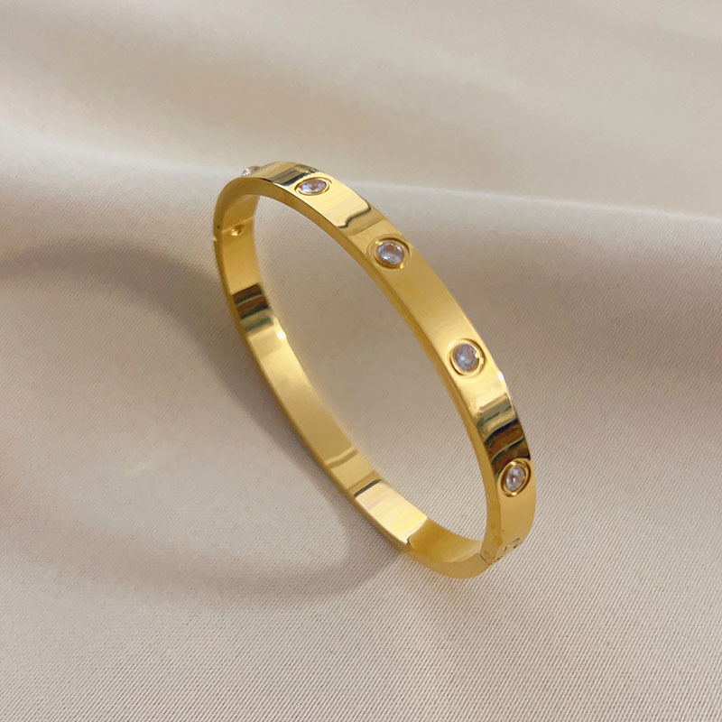 Wholesale Waterproof Ladies Jewellery 18k Gold Plated Cuff Bracelets Bangles Women Stainless Steel Jewelry