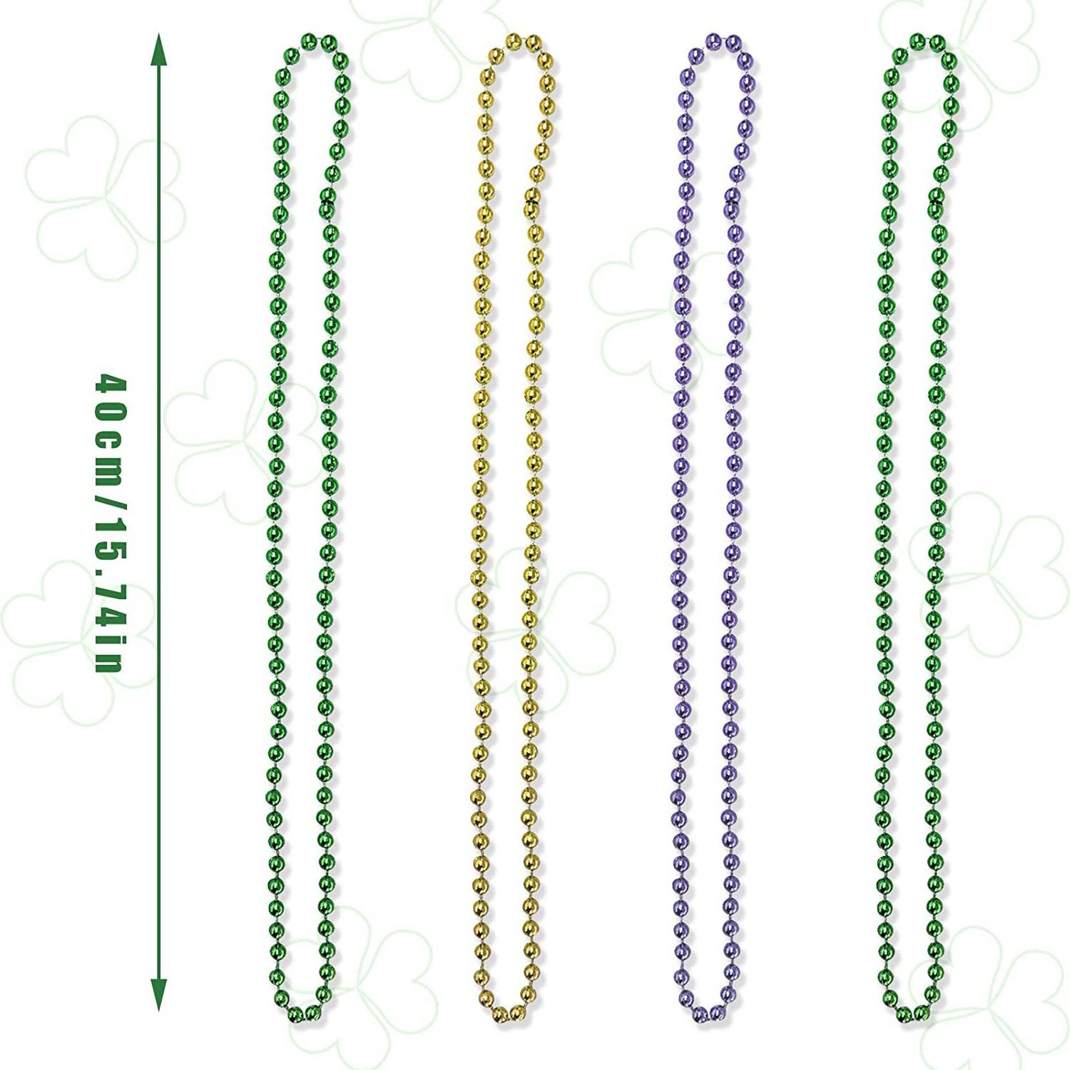 Wholesale 80cm Mardi Gras Throw Beads Plastic Bulk Purple Green Gold Beaded Mardi Gras Beads Necklace